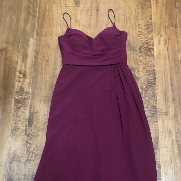 Hayley Paige Occasions Burgundy Bridesmaids Dress - Picture 2 of 7